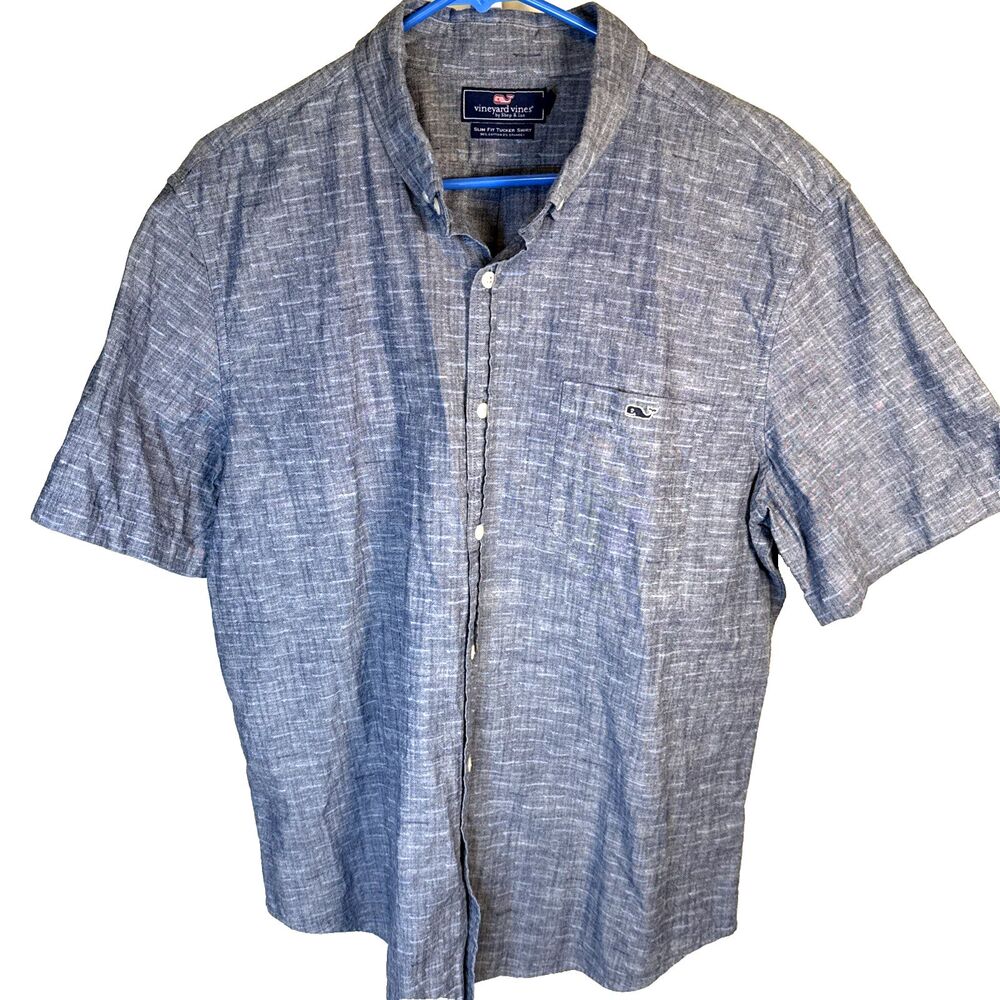 Vineyard Vines Tucker Shirt Men's Large Whale Short Sleeve Button Down Slim Fit